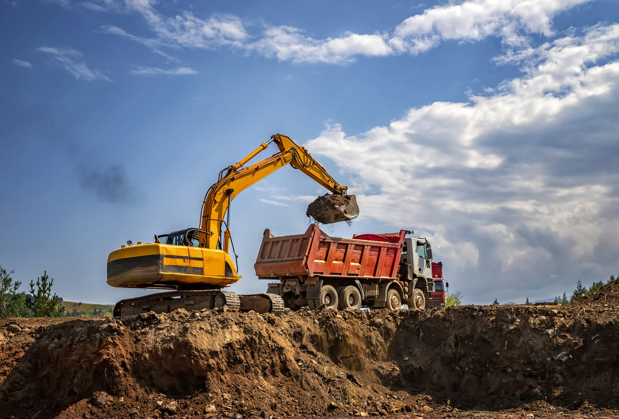 working excavator